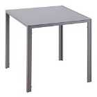 HOMCOM Modern Square Dining Table With Tempered Glass Top And Metal Legs Grey