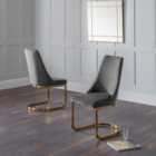Vittoria Set of 2 Cantilever Dining Chairs, Velvet