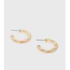 Gold Beaten Midi Hoop Earrings