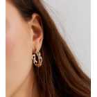 Gold Diamanté Chain Midi Hoop Earrings