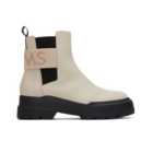 TOMS Off White Leather Logo Chelsea Boots