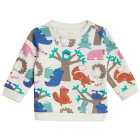 M&S Girls Cotton Rich Woodland Animal Sweatshirt, 0-3 Years Cream Mix