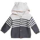M&S Unisex,M&S Collection, Chunky Striped Cardigan,0-3 Y Charcoal