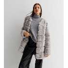 Gini London Grey Pelted Faux Fur Jacket