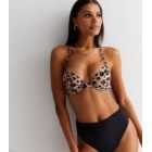 Brown Leopard Print Halter Underwired Bikini Top