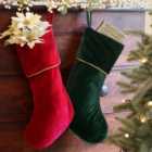 Pack of 2 Red & Green Velvet Xmas Gift Decoration Christmas Stocking