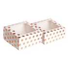 Anniversary House Rose Gold Polka Dot Square Treat Boxes with Window Foil 2 per pack