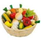 Wooden Vegetables In A Basket - 17 Pieces