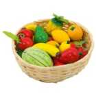 Wooden Fruit And Vegetables In A Basket - 23 Pieces