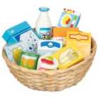 Wooden Groceries And Household Goods In A Basket - 10 Pieces