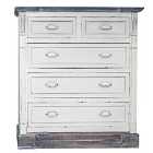 Charles Bentley Shabby Chic Vintage French Style 5 Drawer Chest of Drawers - White