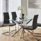Lumia Rectangular Glass Dining Table with 4 Jamison Chairs
