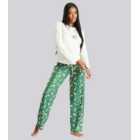 Loungeable Green Trouser Pyjama Set with Bunny Print