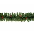 Artificial Christmas Garland Red Berry & Pine Cones Green Garland 2.7M