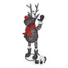 The Winter Workshop - 100cm Outdoor PVC Rattan Christmas Upright Rudolph Figure - Battery or Mains Operated