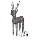 The Winter Workshop - 100cm Outdoor PVC Rattan Grey Christmas Reindeer Figure - Battery or Mains Operated