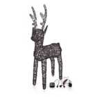 The Winter Workshop - 100cm Outdoor PVC Rattan Brown Christmas Reindeer Figure - Battery or Mains Operated