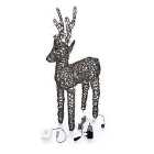 The Winter Workshop - 80cm Outdoor PVC Rattan Grey Christmas Reindeer Figure - Battery or Mains Operated
