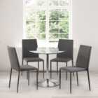Kudos 4 Seater Round Glass Top Pedestal Dining Table, Silver