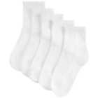 M&S Girls 5 pack of Short Picot Socks 4-3 White