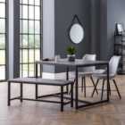 Staten Rectangular Dining Table with 2 Kari Chairs and Bench