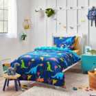 Dinosaur Blue Duvet Cover and Pillowcase Set