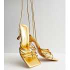 Public Desire Gold Strappy Stiletto Heel Sandals