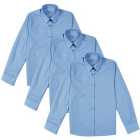 M&S Slim Fit Easy Iron Blouses, 3 Pack, 3-14 Years, Blue