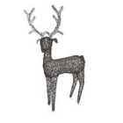 The Winter Workshop - 180cm Outdoor PVC Rattan Grey Christmas Reindeer Figure - Battery or Mains Operated