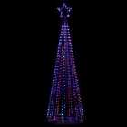 2.1M Black Pin Wire Pyramid Tree With Top Star 595 Rainbow LED