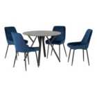 Athens Round Dining Table with 4 Avery Chairs