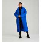 Urban Bliss Bright Blue Quilted Long Oversized Puffer Jacket