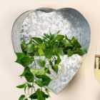 Galvanised Heart Shaped Wall Mounted Indoor Outdoor Garden Planter Pot