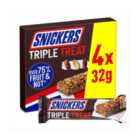 Snickers Triple Treat Fruit, Nut & Chocolate Snack Bars 4pk 128g