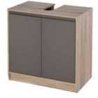 HOMCOM 60x60cm Under-Sink Storage Cabinet with Adjustable Shelf 2 Doors Cabinet - Grey