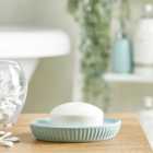 Ceramic Mint Ribbed Soap Dish