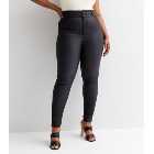 Curves Black Coated Lift & Shape High Waist Yazmin Skinny Jeans