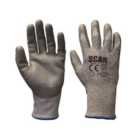 Scan H3101-5 Grey PU Coated Cut 5 Gloves - Medium Size 8 SCAGLOCUT5M