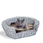 PawHut Willow Basket Pet Bed - Grey