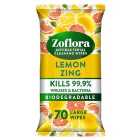 Zoflora Antibacterial Cleaning Wipes Lemon Zing 70 Large Wipes