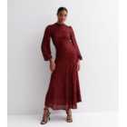 Gini London Burgundy Sequin Long Sleeve Midaxi Dress