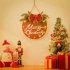 Livingandhome Wooden Hanging Merry Christmas Sign Door Xmas Decor with Light