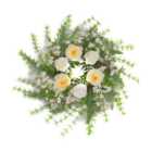 Livingandhome Spring White Flowers with Green Leaves Wreath Farmhouse Door Decor 50 cm