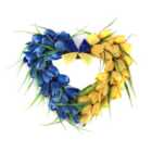 Livingandhome Blue and Yellow Heart Shaped Wall Decor Tulip Artificial Flower 40 x 35 cm