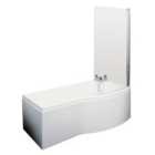 B Shape Right Hand Shower Bath Bundle - Includes Tub, Curved 6mm Safety Glass Screen and Front Panel - 1700mm - Balterley