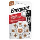 Energizer Zink Air Hearing Aid Batteries Size 312 8 per pack