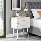 Furniture Box Taylor Large 2 Drawer White Bedside Table With Silver Handles
