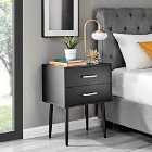 Furniture Box Taylor Large 2 Drawer Black Bedside Table With Gold Handles