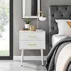 Furniture Box Taylor Large 2 Drawer White Bedside Table With Gold Handles