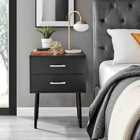 Furniture Box Taylor Large 2 Drawer Black Bedside Table